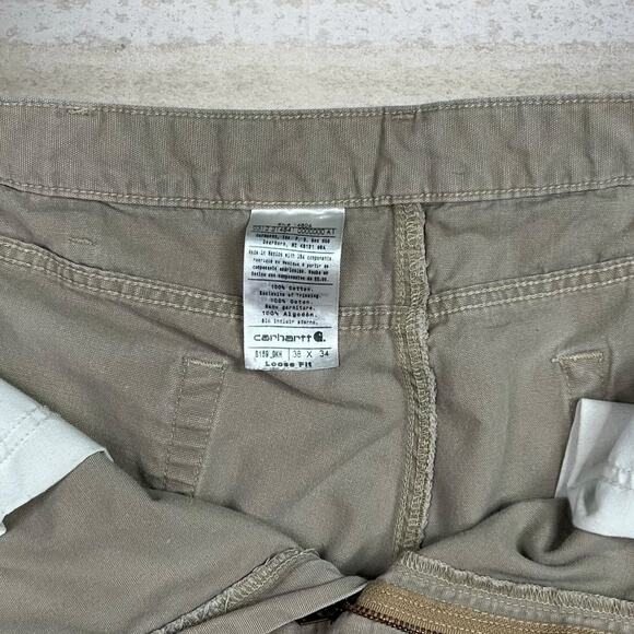 Vintage Carhartt Carpenter Pants Tan Canvas Baggy Wide Leg Fit Dungarees 90s - Picture 4 of 5